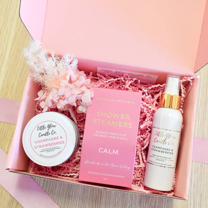 Gift Pack Small: Tin Candle, room spray, florals + shower steamers