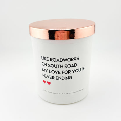 Unseasoned Greetings X Little Glow Candle Co. Candles