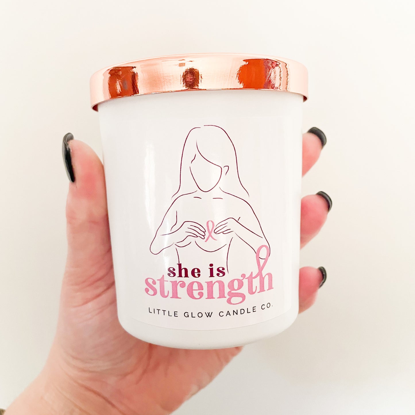 Breast Cancer Awareness Candle- 'She Is Strength'